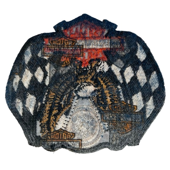Harley-Davidson Patch Checkered Flag Eagle Finish Line Wings Up Racing - Picture 2 of 5